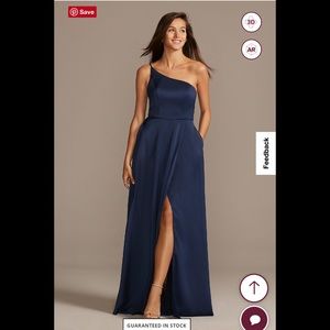 David’s Bridal Crepe-Back Satin One Shoulder Bridesmaid Dress